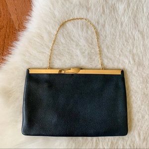 Adorable Vintage Etra Navy Blue Leather Clutch Purse